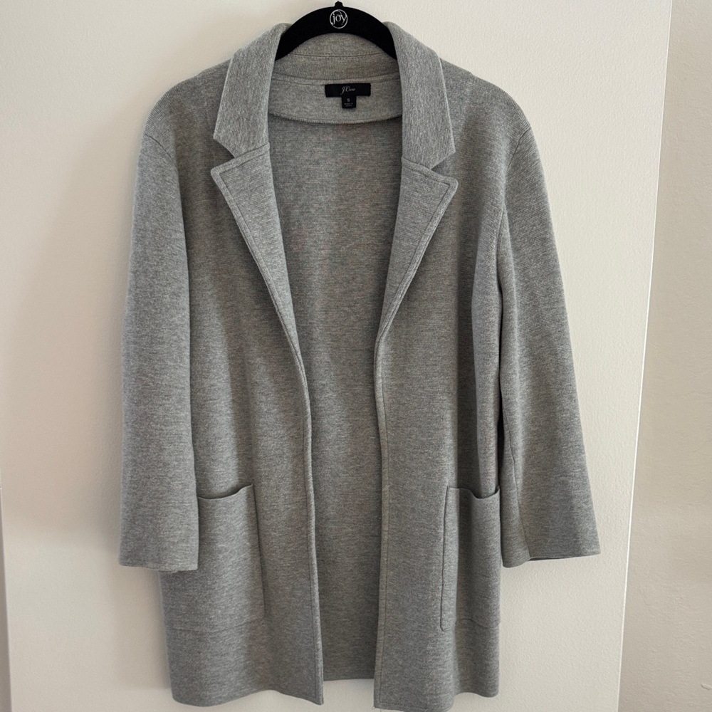 J. Crew Eloise Light Gray Knit Blazer Sweater